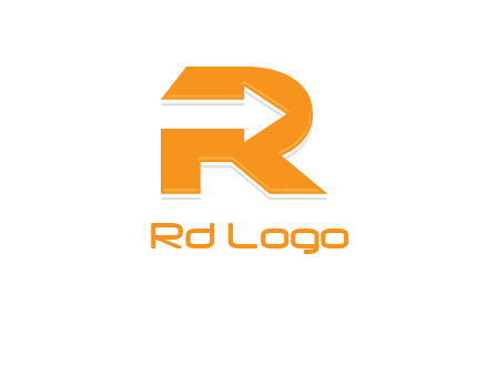 letter R with an arrow inside