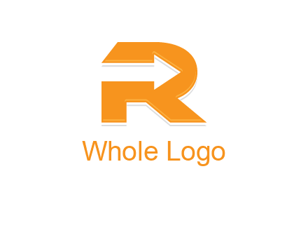 letter R with an arrow inside
