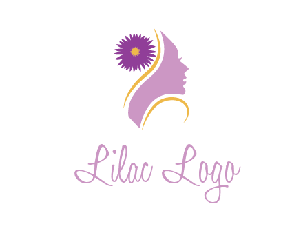 flower on hair of woman silhouette beauty logo icon