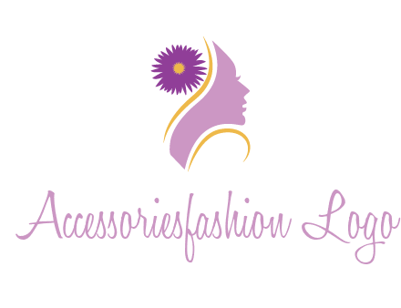 flower on hair of woman silhouette beauty logo icon