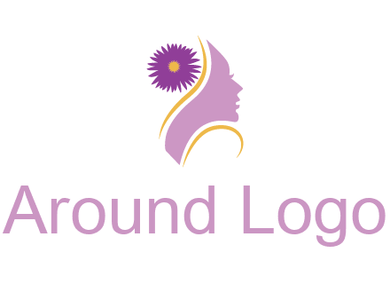 flower on hair of woman silhouette beauty logo icon