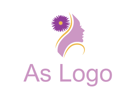 flower on hair of woman silhouette beauty logo icon