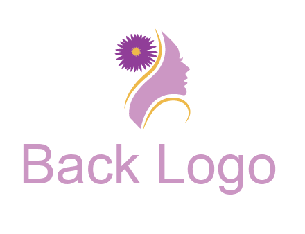 flower on hair of woman silhouette beauty logo icon