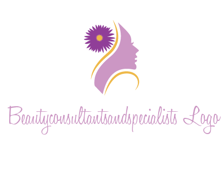 flower on hair of woman silhouette beauty logo icon