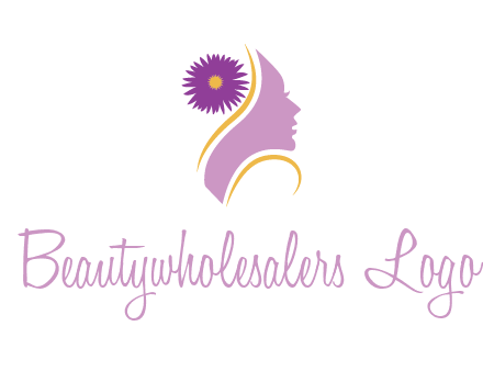 flower on hair of woman silhouette beauty logo icon