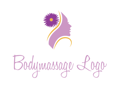flower on hair of woman silhouette beauty logo icon