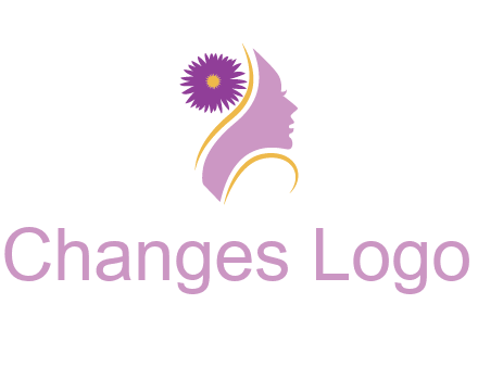 flower on hair of woman silhouette beauty logo icon
