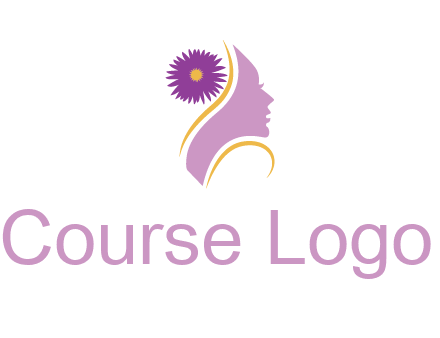 flower on hair of woman silhouette beauty logo icon