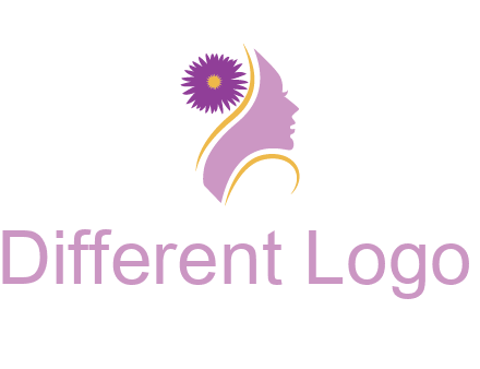 flower on hair of woman silhouette beauty logo icon
