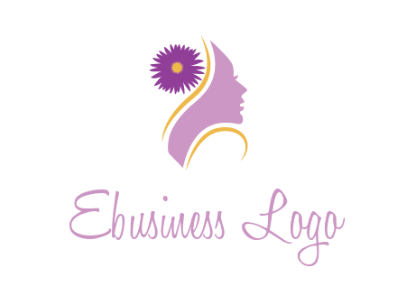 flower on hair of woman silhouette beauty logo icon