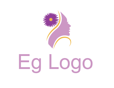 flower on hair of woman silhouette beauty logo icon