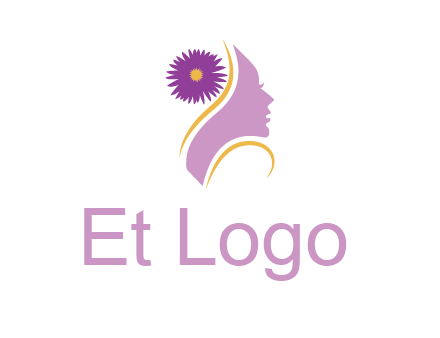 flower on hair of woman silhouette beauty logo icon