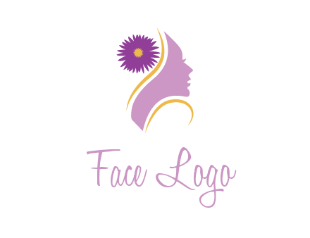 flower on hair of woman silhouette beauty logo icon