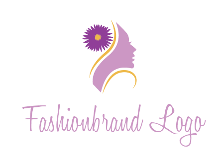 flower on hair of woman silhouette beauty logo icon
