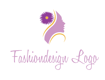 flower on hair of woman silhouette beauty logo icon