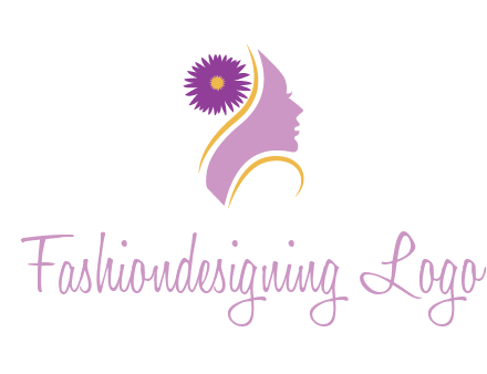flower on hair of woman silhouette beauty logo icon