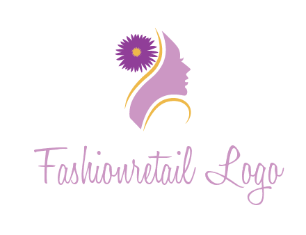 flower on hair of woman silhouette beauty logo icon