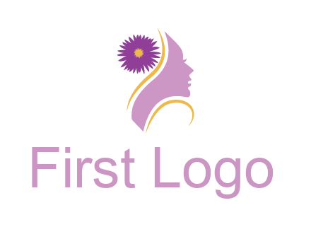 flower on hair of woman silhouette beauty logo icon