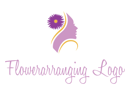 flower on hair of woman silhouette beauty logo icon