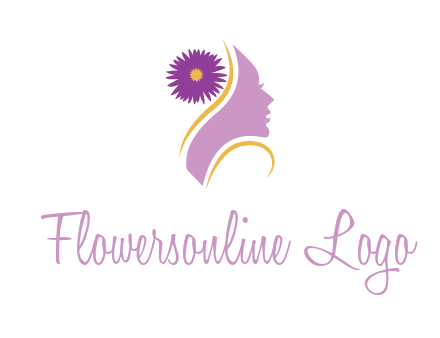 flower on hair of woman silhouette beauty logo icon