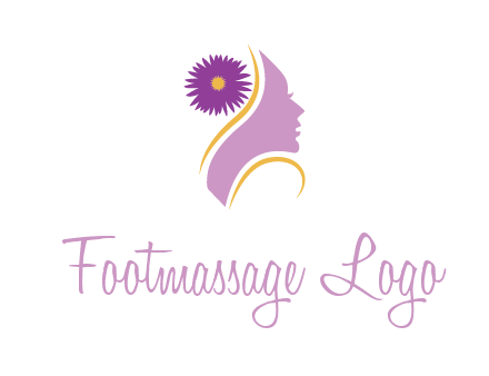 flower on hair of woman silhouette beauty logo icon