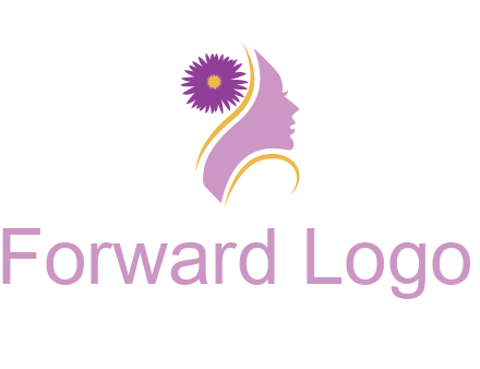 flower on hair of woman silhouette beauty logo icon