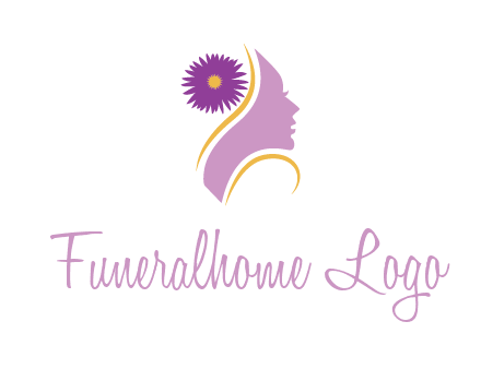 flower on hair of woman silhouette beauty logo icon