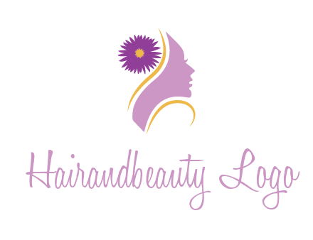 flower on hair of woman silhouette beauty logo icon