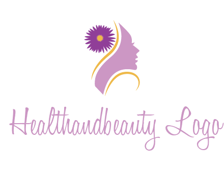 flower on hair of woman silhouette beauty logo icon