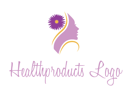 flower on hair of woman silhouette beauty logo icon