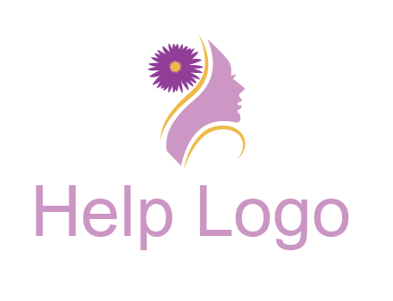 flower on hair of woman silhouette beauty logo icon