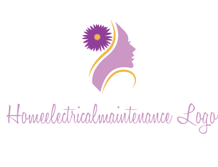 flower on hair of woman silhouette beauty logo icon