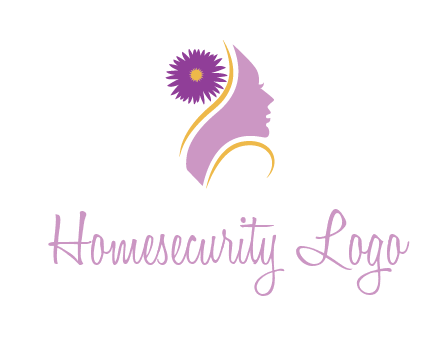 flower on hair of woman silhouette beauty logo icon