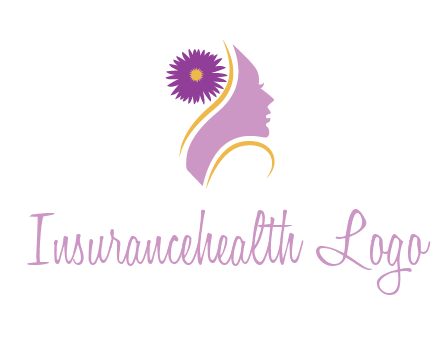 flower on hair of woman silhouette beauty logo icon