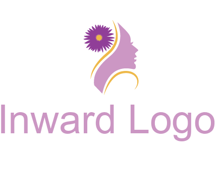 flower on hair of woman silhouette beauty logo icon