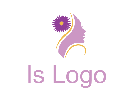 flower on hair of woman silhouette beauty logo icon
