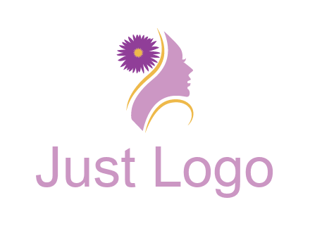 flower on hair of woman silhouette beauty logo icon
