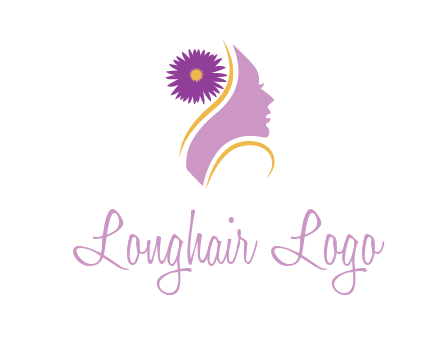 flower on hair of woman silhouette beauty logo icon