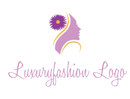 flower on hair of woman silhouette beauty logo icon
