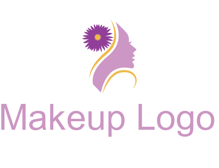 flower on hair of woman silhouette beauty logo icon