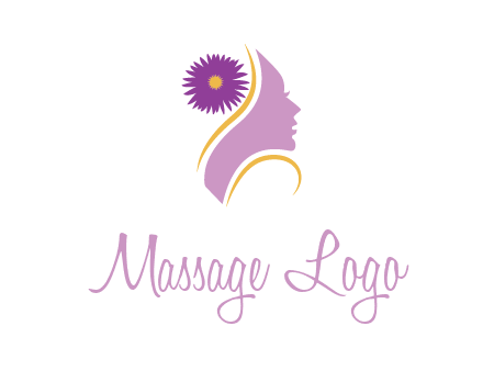flower on hair of woman silhouette beauty logo icon