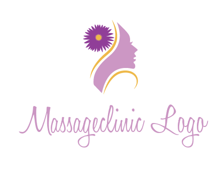 flower on hair of woman silhouette beauty logo icon