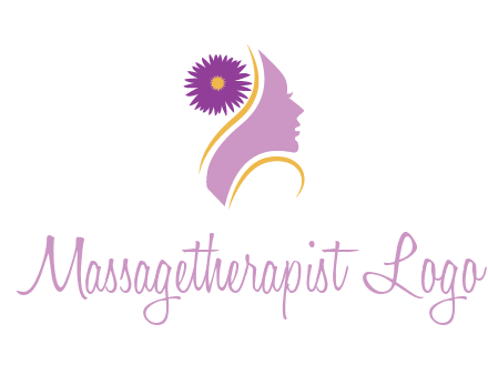 flower on hair of woman silhouette beauty logo icon