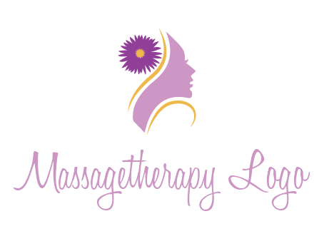 flower on hair of woman silhouette beauty logo icon