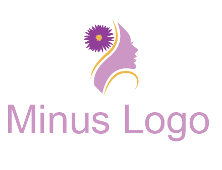 flower on hair of woman silhouette beauty logo icon
