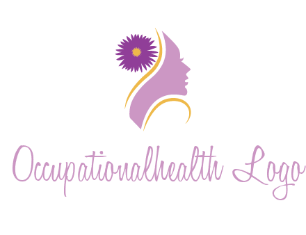 flower on hair of woman silhouette beauty logo icon