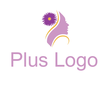 flower on hair of woman silhouette beauty logo icon