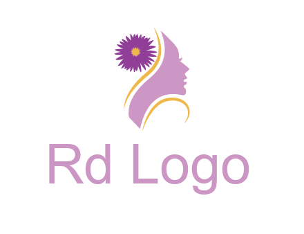 flower on hair of woman silhouette beauty logo icon