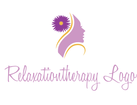 flower on hair of woman silhouette beauty logo icon