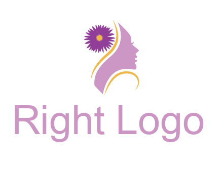 flower on hair of woman silhouette beauty logo icon